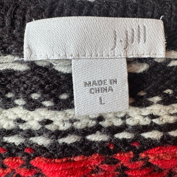 Y2K J. Jill Deer Valley Fair Isle Full Zip Cardigan Sweater Women’s Large - Picture 3 of 10